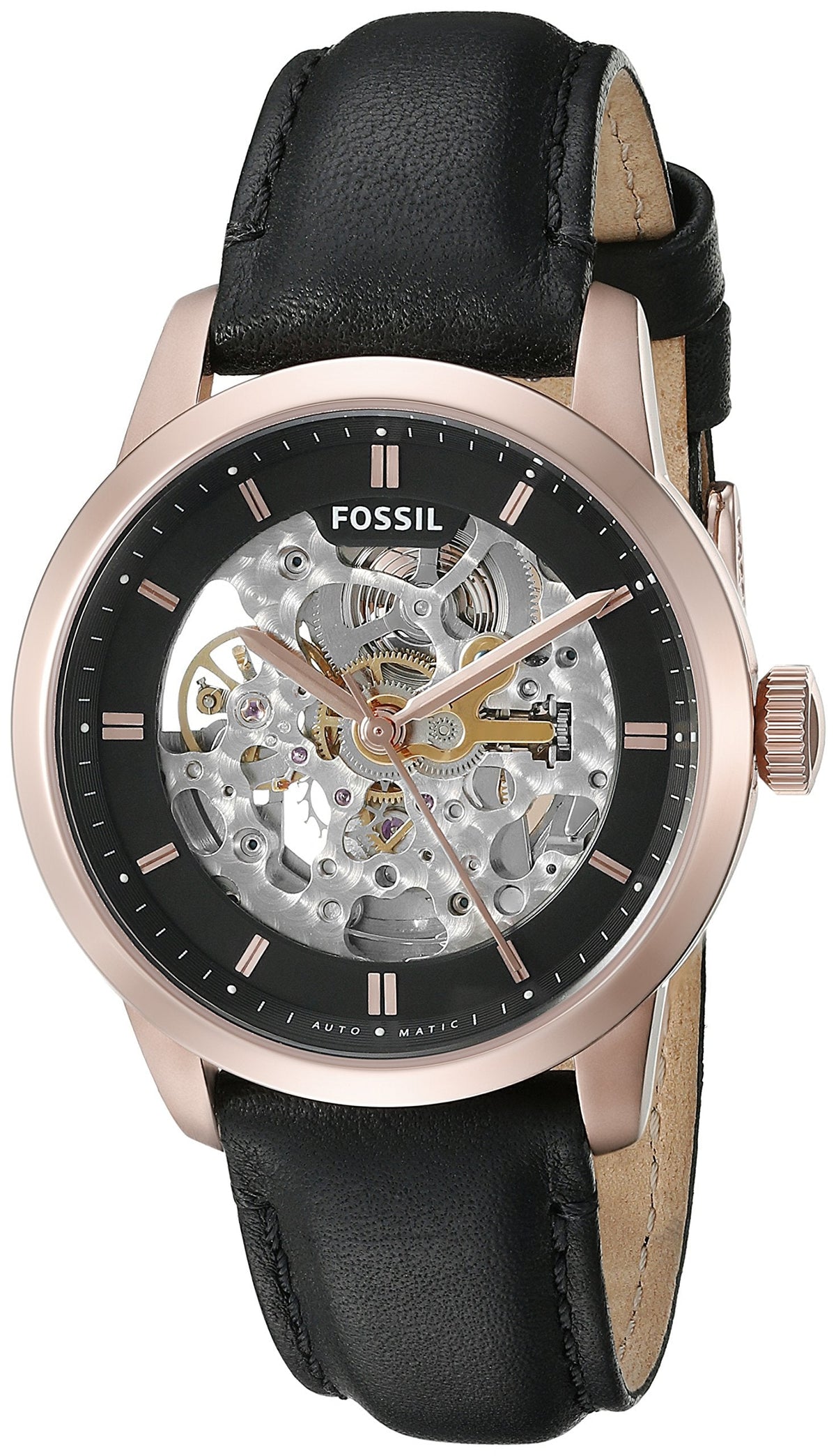  Shop Authentic Fossil Townsman Automatic Skeleton Black Dial Black Leather Strap Watch for Men - ME3084 - Luxxuri