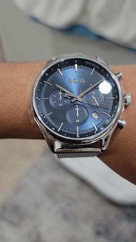  Shop Authentic Hugo Boss Gregor Chronograph Blue Dial Silver Mesh Bracelet Watch For Men - 1514052 - Luxxuri