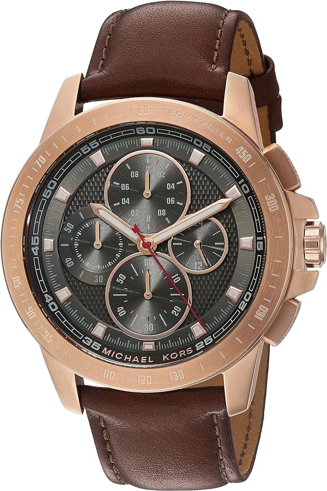  Shop Authentic Michael Kors Ryker Analog Gray Dial Brown Leather Strap Watch For Men - MK8519 - Luxxuri