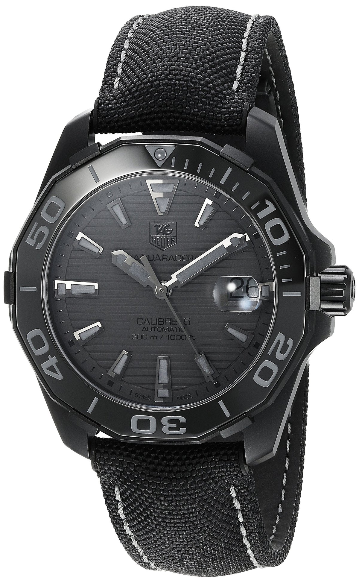  Shop Authentic Tag Heuer Aquaracer 300 Swiss Limited Edition Black Dial Black Nylon Strap Watch for Men - WAY218B.FC6364 - Luxxuri