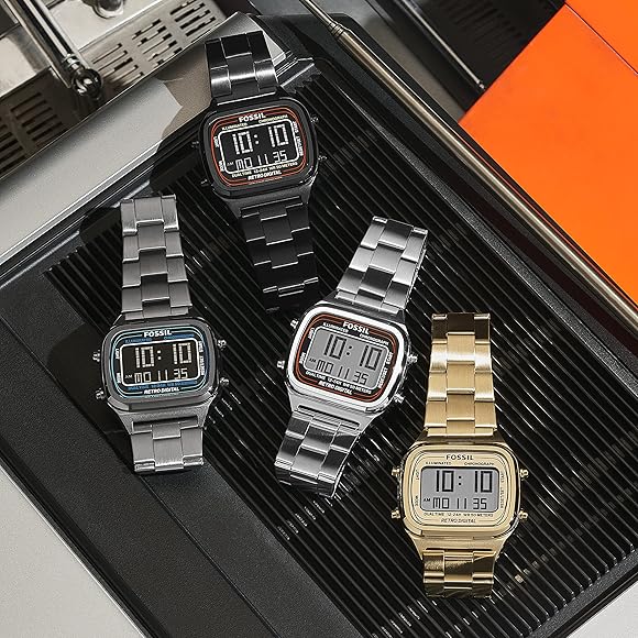  Shop Authentic Fossil Retro Digital Gold Dial Gold Steel Strap Watch for Men - FS5843 - Luxxuri