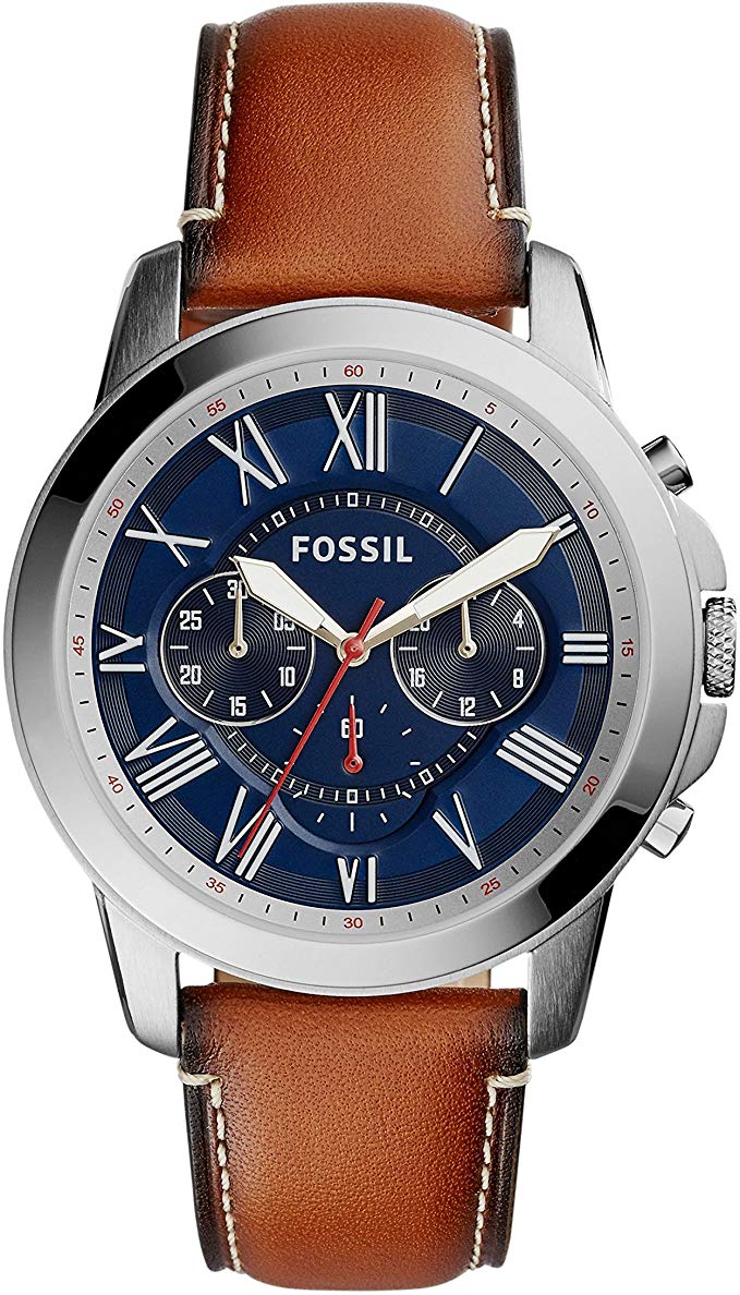  Shop Authentic Fossil Grant Chronograph Blue Dial Brown Leather Strap Watch for Men - FS5210 - Luxxuri