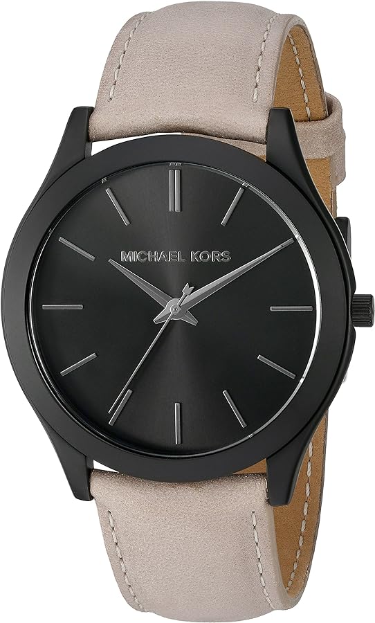  Shop Authentic Michael Kors Slim Runway Black Dial Beige Leather Strap Watch For Men - MK8510 - Luxxuri