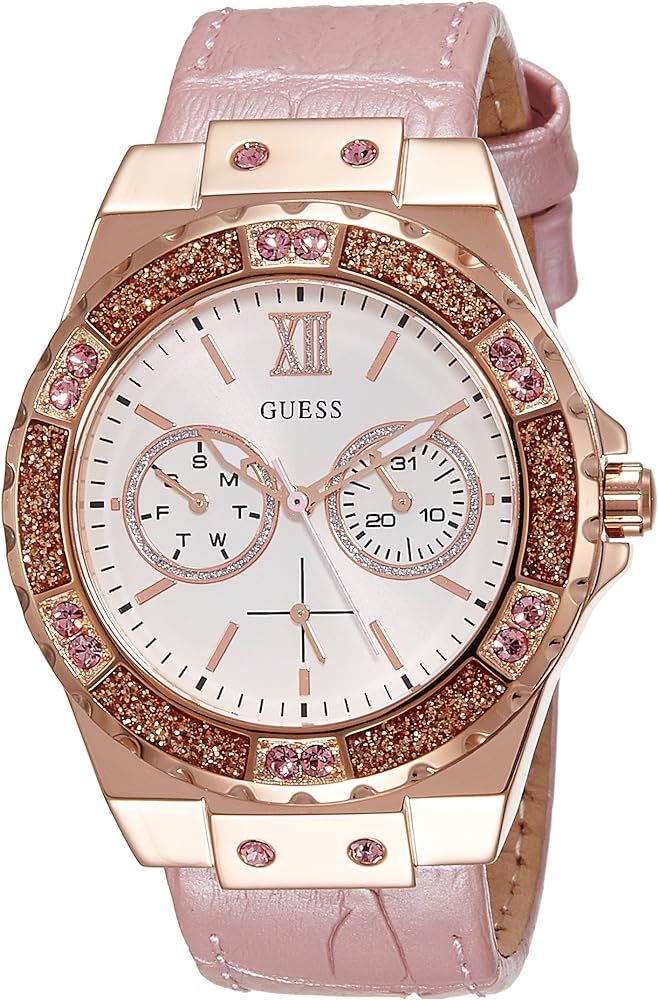  Shop Authentic Guess Limelight Quartz Analog White Dial Pink Leather Strap Watch For Women - W0775l3 - Luxxuri