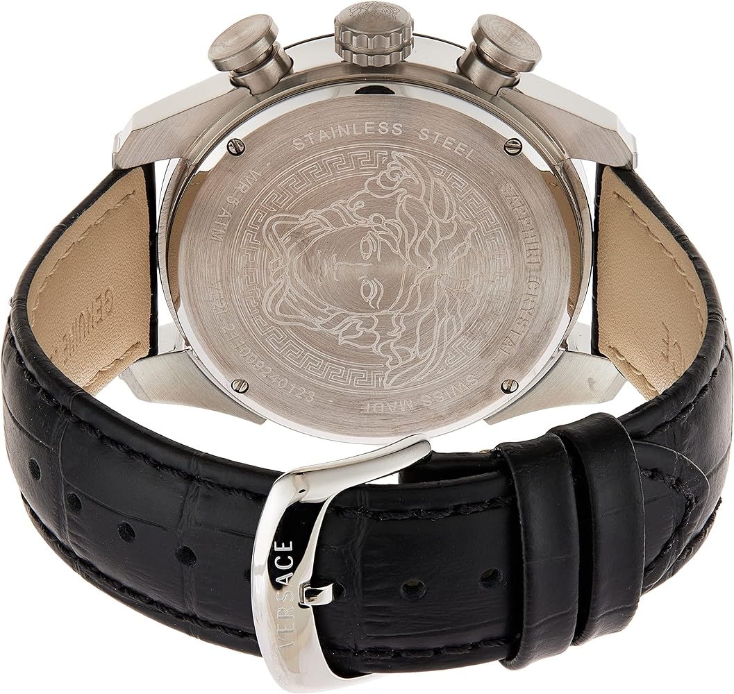  Shop Authentic Versace V Ray Chronograph Quartz Black Dial Black Leather Strap Watch For Men - VE2I00121 - Luxxuri