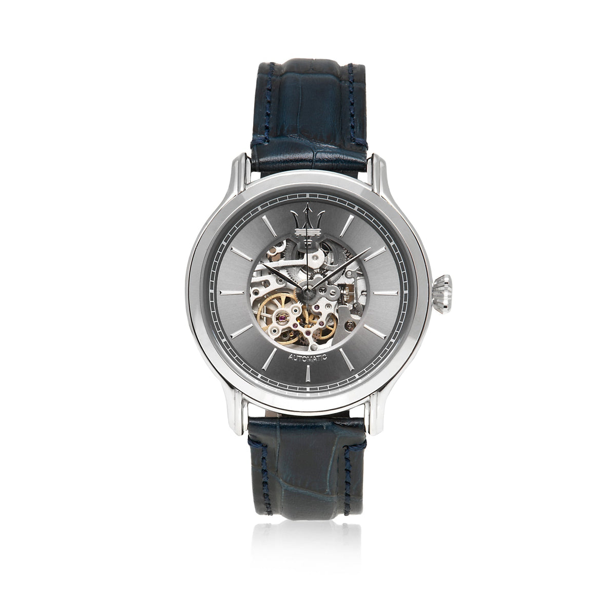  Shop Authentic Maserati Epoca Automatic Skeleton Dial Black Leather Strap Watch For Men - R8821118002 - Luxxuri