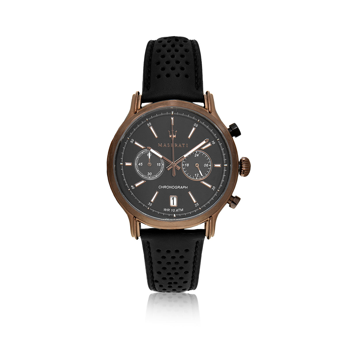  Shop Authentic Maserati Legend Chronograph Black Dial Black Leather Strap Watch For Men - R8871638001 - Luxxuri