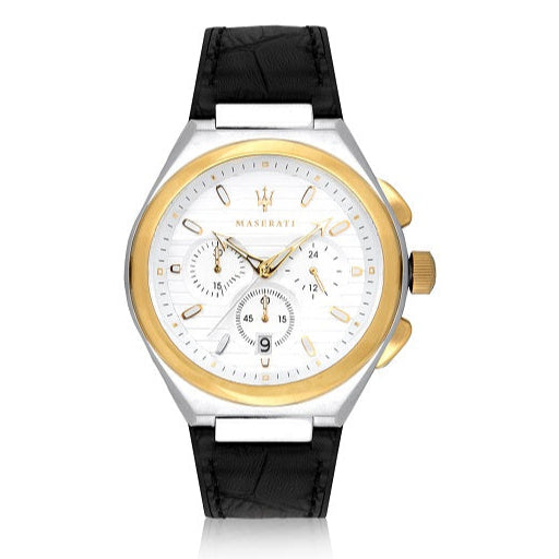  Shop Authentic Maserati Triconic Chronograph White Dial Black Leather Strap Watch For Men - R8871639004 - Luxxuri