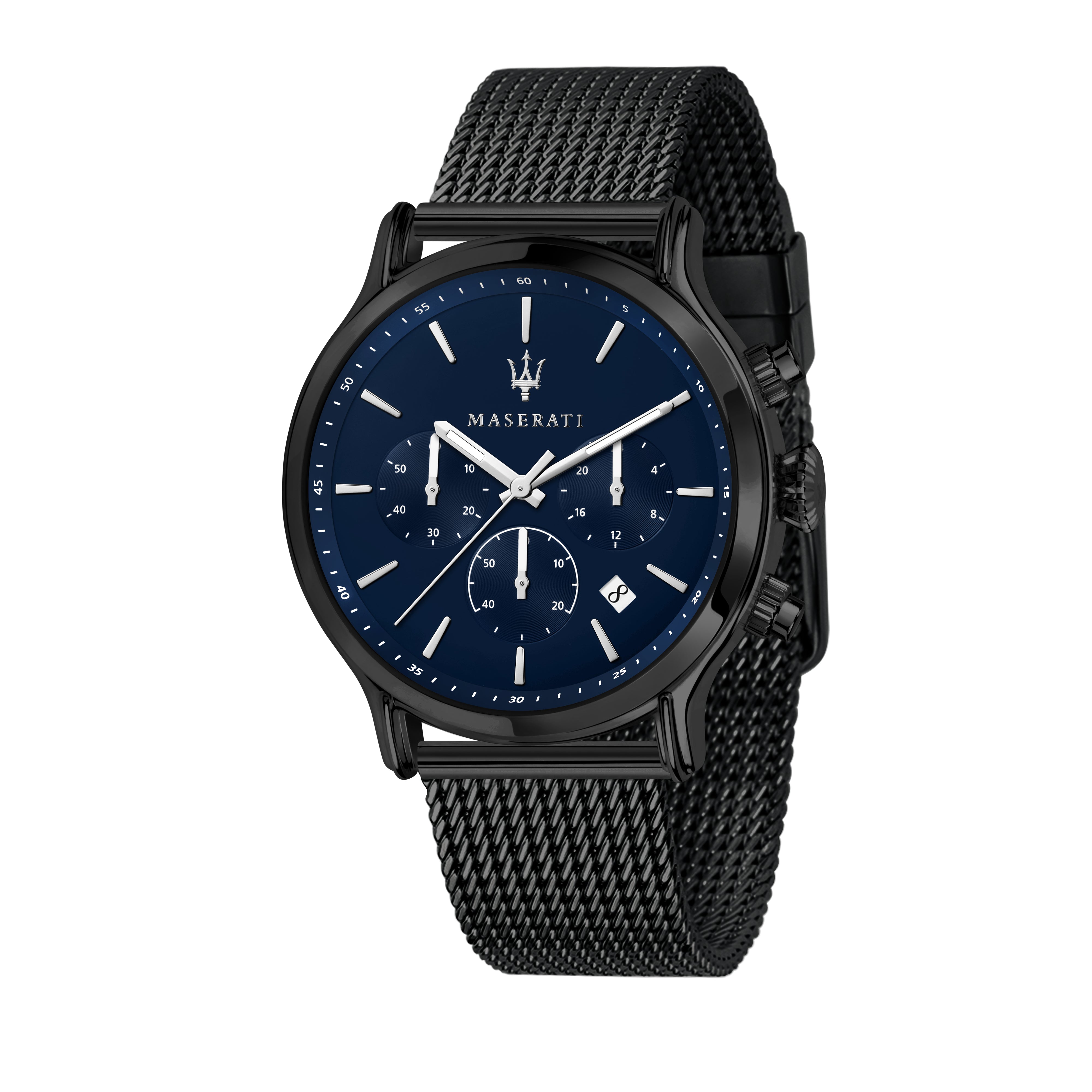 Shop Authentic Maserati Epoca Black Edition Blue Dial Black Mesh Bracelet Watch For Men - R8873618008 - Luxxuri