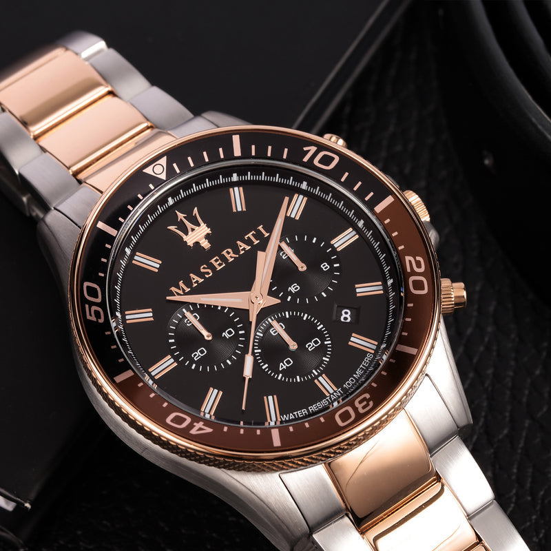  Shop Authentic Maserati SFIDA Black Dial Two Tone Steel Strap Watch For Men - R8873640014 - Luxxuri