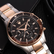  Shop Authentic Maserati SFIDA Black Dial Two Tone Steel Strap Watch For Men - R8873640014 - Luxxuri