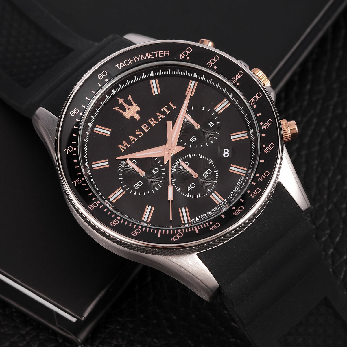 Shop Authentic Maserati SFIDA 44mm Black Silicon Chronograph Watch For Men - R8871640002 - Luxxuri