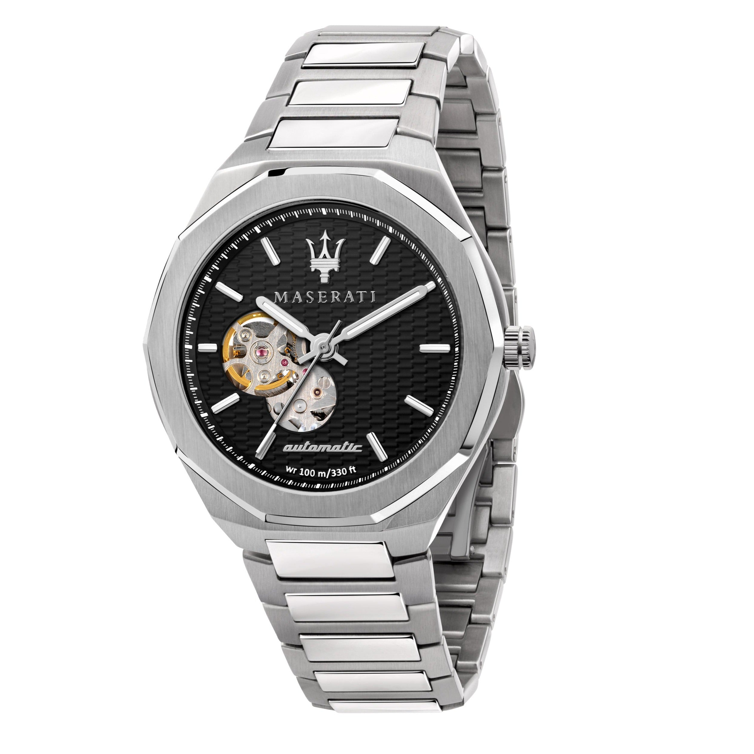 Shop Authentic Maserati Stile Skeleton Automatic Black Dial Silver Steel Strap Watch For Men - R8823142002 - Luxxuri