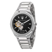  Shop Authentic Maserati Stile Skeleton Automatic Black Dial Silver Steel Strap Watch For Men - R8823142002 - Luxxuri