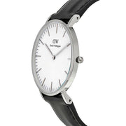  Shop Authentic Daniel Wellington Classic Sheffield White Dial Black Leather Strap Watch For Women - DW00100053 - Luxxuri