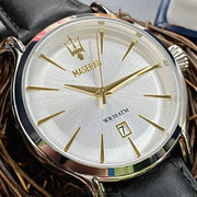  Shop Authentic Maserati Epoca White Dial Black Leather Strap Watch For Men - R8851118002 - Luxxuri