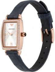  Shop Authentic Emporio Armani Gianni T Bar Crystals Silver Dial Blue Leather Strap Watch For Women - AR11469 - Luxxuri