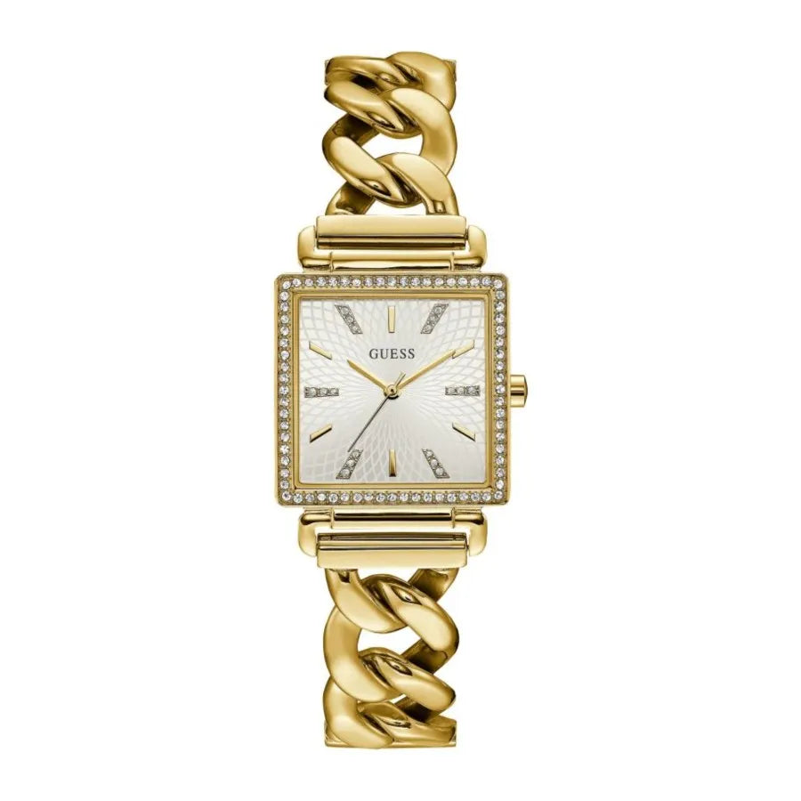  Shop Authentic Guess Vanity Diamonds Silver Dial Gold Steel Strap Watch for Women - W1030L2 - Luxxuri