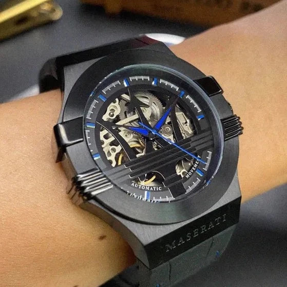  Shop Authentic Maserati Potenza Automatic Black Dial Black Leather Strap Watch For Men - R8821108009 - Luxxuri
