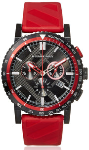  Shop Authentic Burberry The City Chronograph Black Dial Red Rubber Strap Watch For Men - BU9805 - Luxxuri