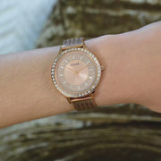  Shop Authentic Guess Soiree Diamonds Rose Gold Dial Rose Gold Mesh Bracelet Watch for Women - GW0402L3 - Luxxuri