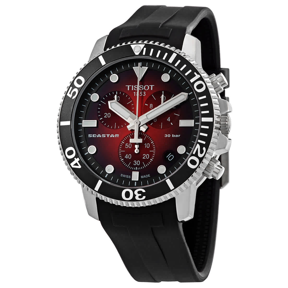  Shop Authentic Tissot Seastar 1000 Chronograph Red Dial Black Rubber Strap Watch For Men - T120.417.17.421.00 - Luxxuri