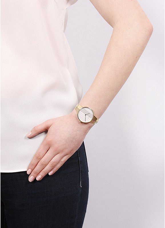  Shop Authentic Calvin Klein Drift Silver Dial Gold Steel Strap Watch for Women - K6S2N516 - Luxxuri