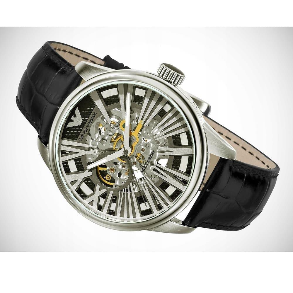  Shop Authentic Emporio Armani Meccanico Automatic Black Dial Leather Strap Watch For Men - AR4629 - Luxxuri