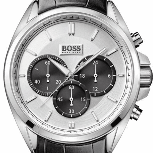  Shop Authentic Hugo Boss Driver Chronograph Quartz Silver Dial Black Leather Strap Watch For Men - 1512880 - Luxxuri