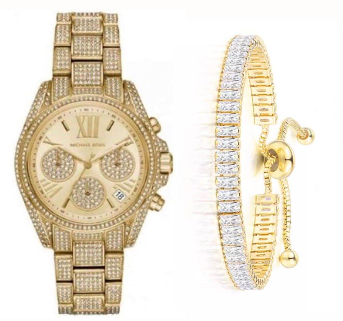  Shop Authentic Michael Kors Mini Bradshaw Crystals Gold Dial Gold Steel Strap Watch For Women - MK6494 - Luxxuri