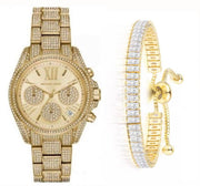  Shop Authentic Michael Kors Mini Bradshaw Crystals Gold Dial Gold Steel Strap Watch For Women - MK6494 - Luxxuri