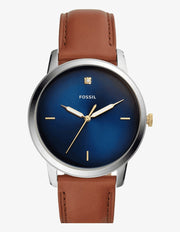  Shop Authentic Fossil The Minimalist 3H Blue Dial Brown Leather Strap Watch for Men - FS5499 - Luxxuri