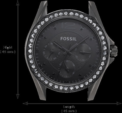  Shop Authentic Fossil Riley Multifunction Black Dial Black Steel Strap Watch for Women - ES4519 - Luxxuri