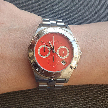  Shop Authentic Marc Jacobs Blade Orange Dial Silver Steel Strap Watch for Women - MBM3306 - Luxxuri
