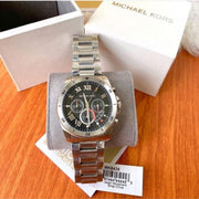 Shop Authentic Michael Kors Brecken Chronograph Quartz Black Dial Silver Steel Strap Watch For Men - MK8438 - Luxxuri