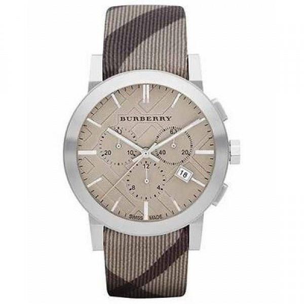  Shop Authentic Burberry The City Smoke Dial Checked Brown Leather Strap Watch for Men - BU9358 - Luxxuri