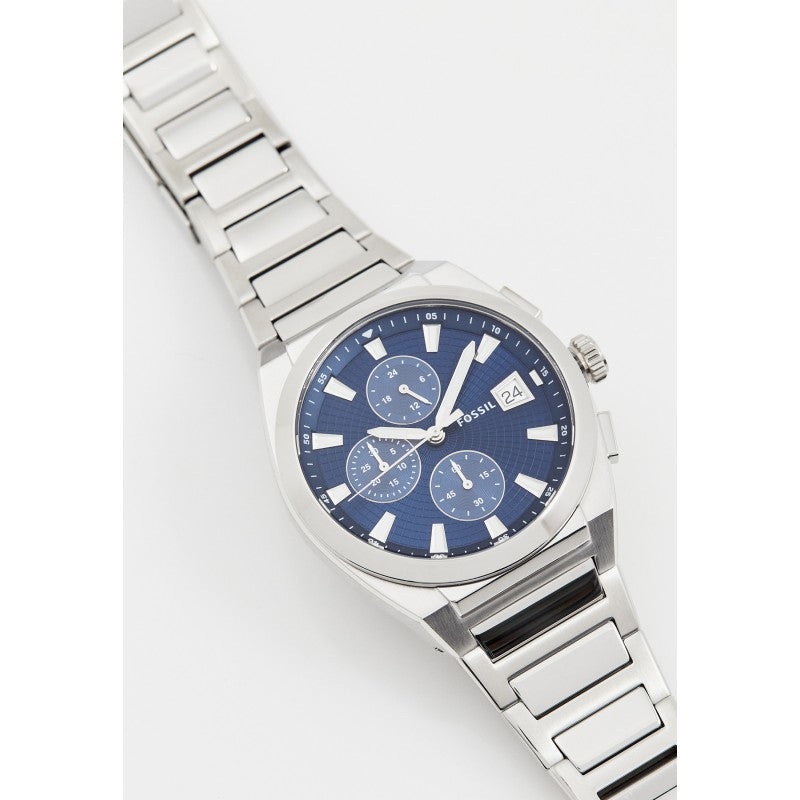  Shop Authentic Fossil Everett Chronograph Blue Dial Silver Steel Strap Watch for Men - FS5795 - Luxxuri