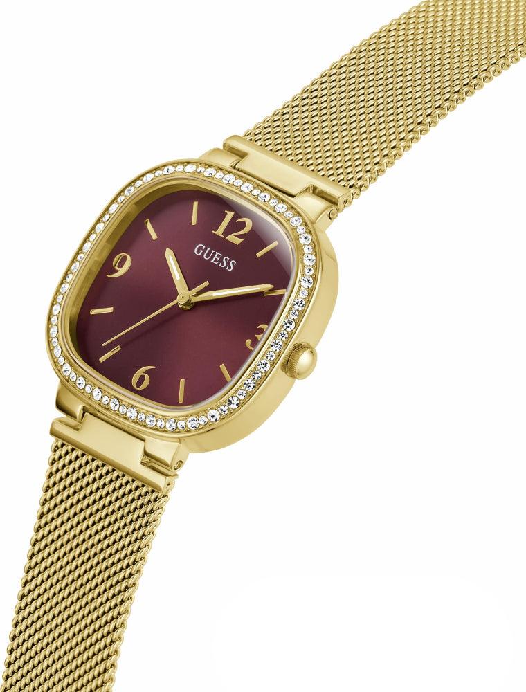  Shop Authentic Guess Quartz Red Dial Gold Mesh Strap Watch For Women - GW0354L4 - Luxxuri