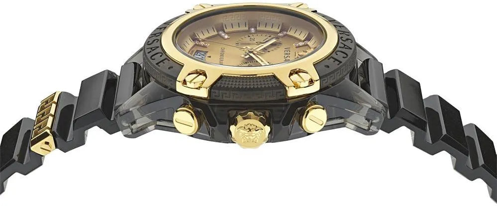  Shop Authentic Versace Icon Active Chrono Gold Dial Black Silicone Strap Unisex Watch - VEZ701623 - Luxxuri