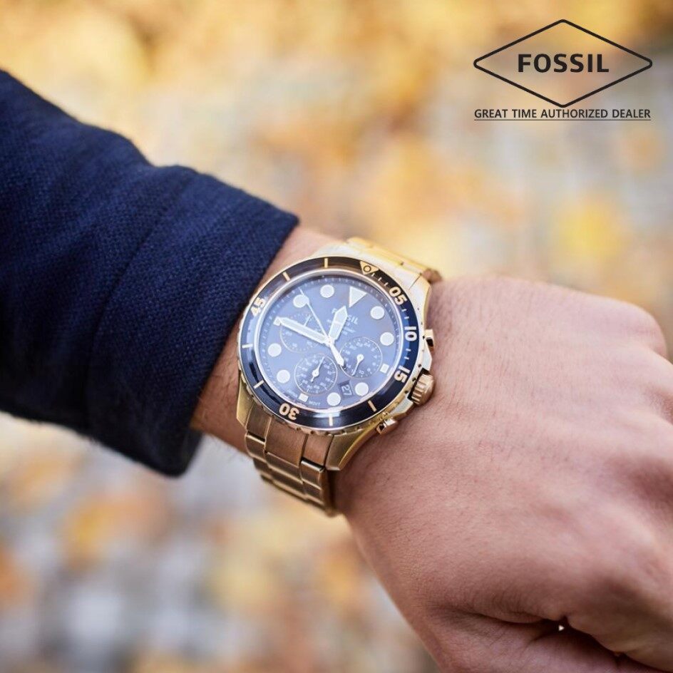  Shop Authentic Fossil FB-03 Chronograph Black Dial Gold Steel Strap Watch for Men - FS5727 - Luxxuri