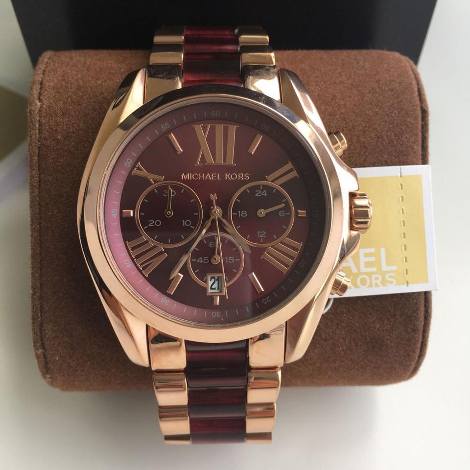 Shop Authentic Michael Kors Bradshaw Burgundy Dial Two Tone Steel Strap Watch for Women - MK6270 - Luxxuri