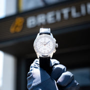  Shop Authentic Breitling Premier B09 Chronograph 40 White Dial Black Leather Strap Watch for Men - AB0930371G1P1 - Luxxuri