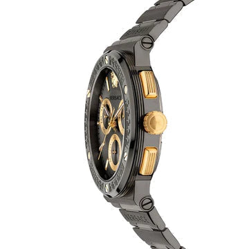  Shop Authentic Versace Greca Icon Quartz Black Dial Black Steel Strap Watch For Men - VEZ900521 - Luxxuri