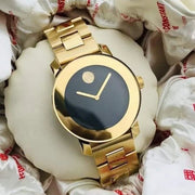  Shop Authentic Movado Bold Black Dial Gold Steel Strap Unisex Watch - 3600397 - Luxxuri