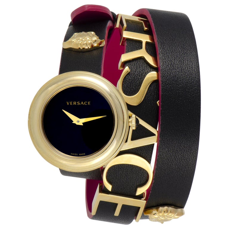  Shop Authentic Versace V-Flare Quartz Black Dial Black Leather Strap Watch for Women - VEBN00218 - Luxxuri
