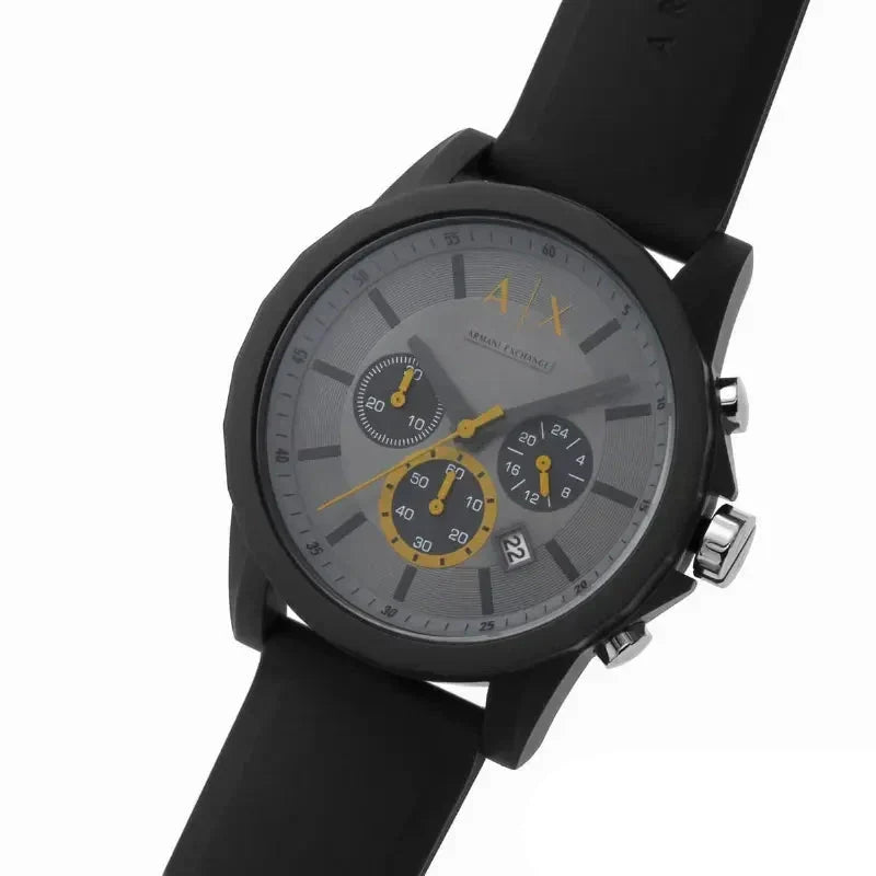  Shop Authentic Armani Exchange Outerbanks Chronograph Grey Dial Grey Silicone Strap Watch For Men - AX7123 - Luxxuri