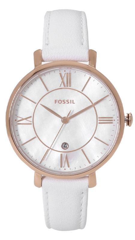  Shop Authentic Fossil Jacqueline Quartz Mother of Pearl White Dial White Leather Strap Watch for Women - ES4579 - Luxxuri
