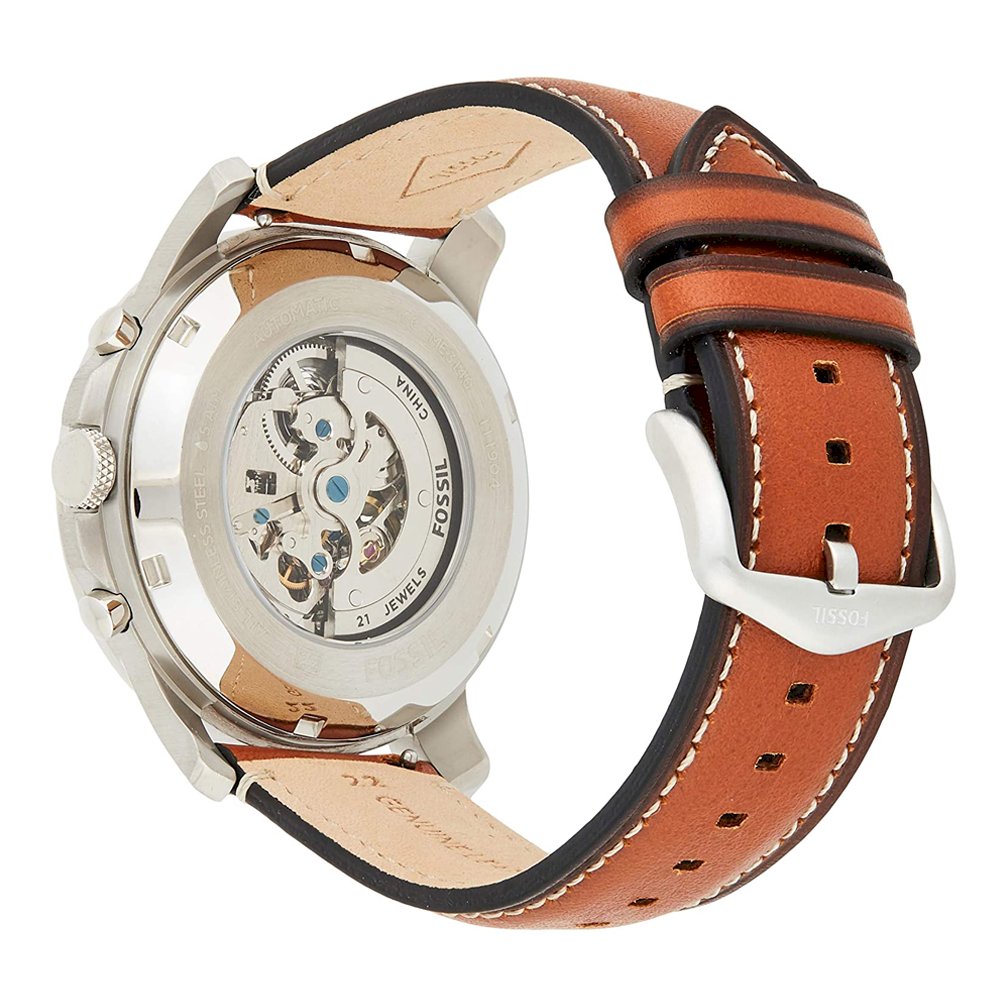  Shop Authentic Fossil Grant Sport Automatic Skeleton Blue Dial Brown Leather Strap Watch for Men - ME3140 - Luxxuri