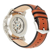  Shop Authentic Fossil Grant Sport Automatic Skeleton Blue Dial Brown Leather Strap Watch for Men - ME3140 - Luxxuri