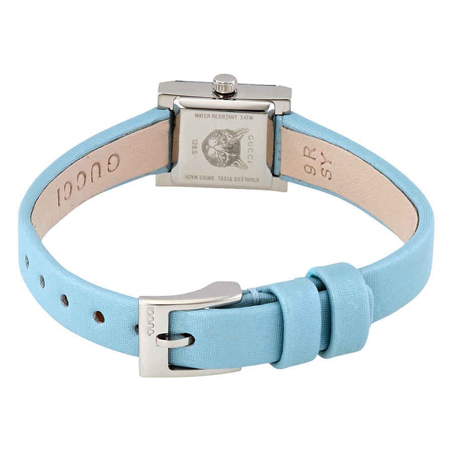  Shop Authentic Gucci G-Frame Pastel Blue Mother of Pearl Dial Blue Leather Strap Watch For Women - YA128531 - Luxxuri